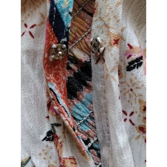 ee some Top Large Floral Elastic Waist Deep V Tie Neck - Picture 13 of 13